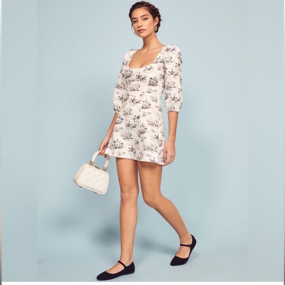 NWT Reformation Maxine Horse Print Derby Dress with Puff Sleeves - Picture 3 of 8